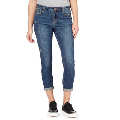 Blue distressed effect 'Taylor' high-waisted slim leg jeans